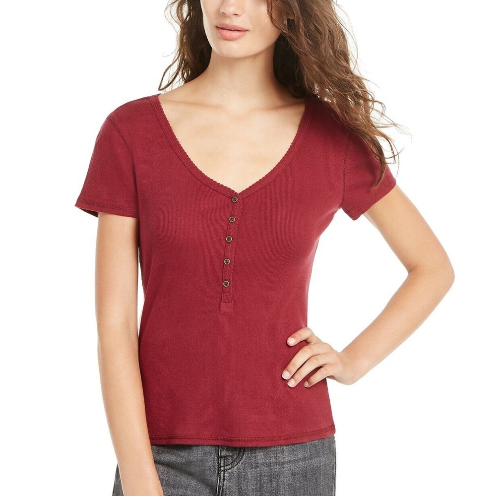 Cropped Baby Tee Never Worn Maroon Common Stitch Tee